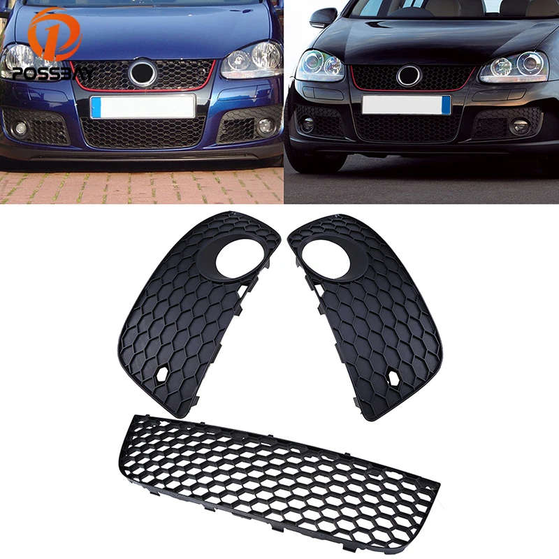 

POSSBAY Auto Replacement Car Front Bumper Lower Grilles for VW Golf MK5 GTI 2004-2009 Fog Light Cover Left/Right/Center Grille