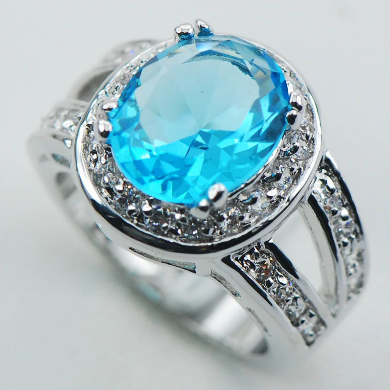 Crystal Zircon Fashion 925 Sterling Silver Ring Size 6 7 8 9 10 F1058