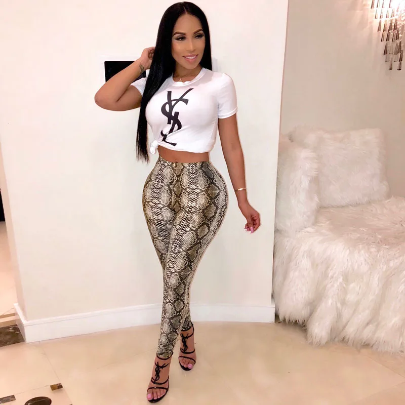 

Women Pants Skinny Snake Skin Printed High Waist Pencil Pants Long Leggings Slim Stretch Ladies Trousers Elastic Women Trousers