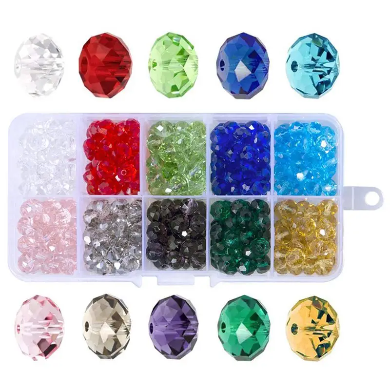 300 Pcs Glass Beads 8mm 10 Color Faceted Crystal for Jewelry Making DIY Beading Projects Bracelets Necklaces | Украшения и