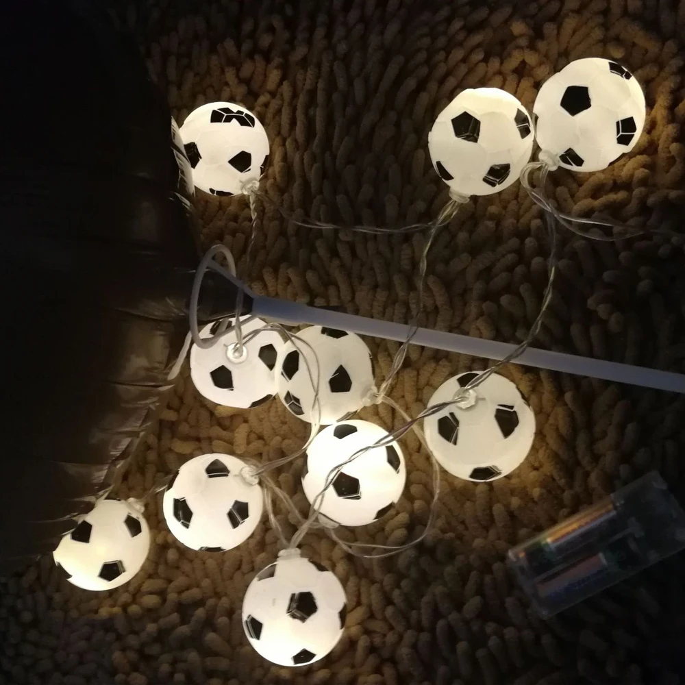 10LED كرة القدم أضواء حبيبات مصباح مستديرة متفاوتة الأحجام جو لخلق الإضاءة DIY حزب الديكور دروبشيب لكرة القدم الاكسسوارات هدية الكريسماس