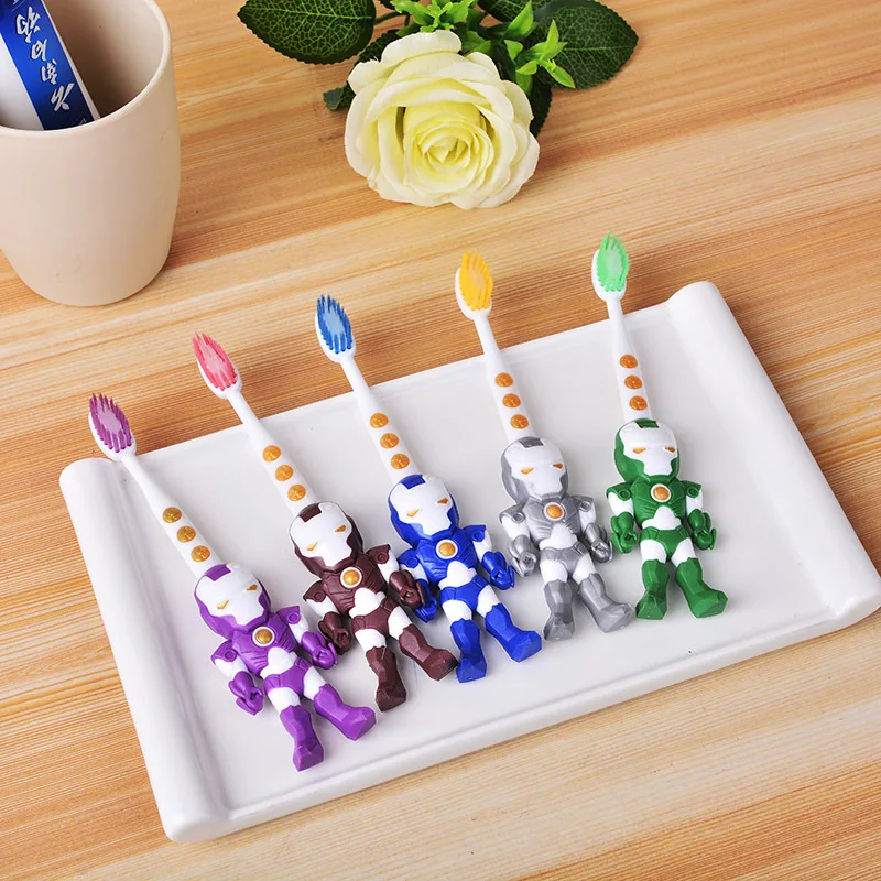 

2Pcs Children Cute Boys Cartoon Hero Toothbrush Teeth Protective Toothbrushes Baby Dental Care Deciduous ToothBrush