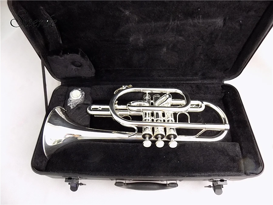 Bb Brass Cornet Trumpet Instrument Silver plated with Case and mouthpiece Musical instruments