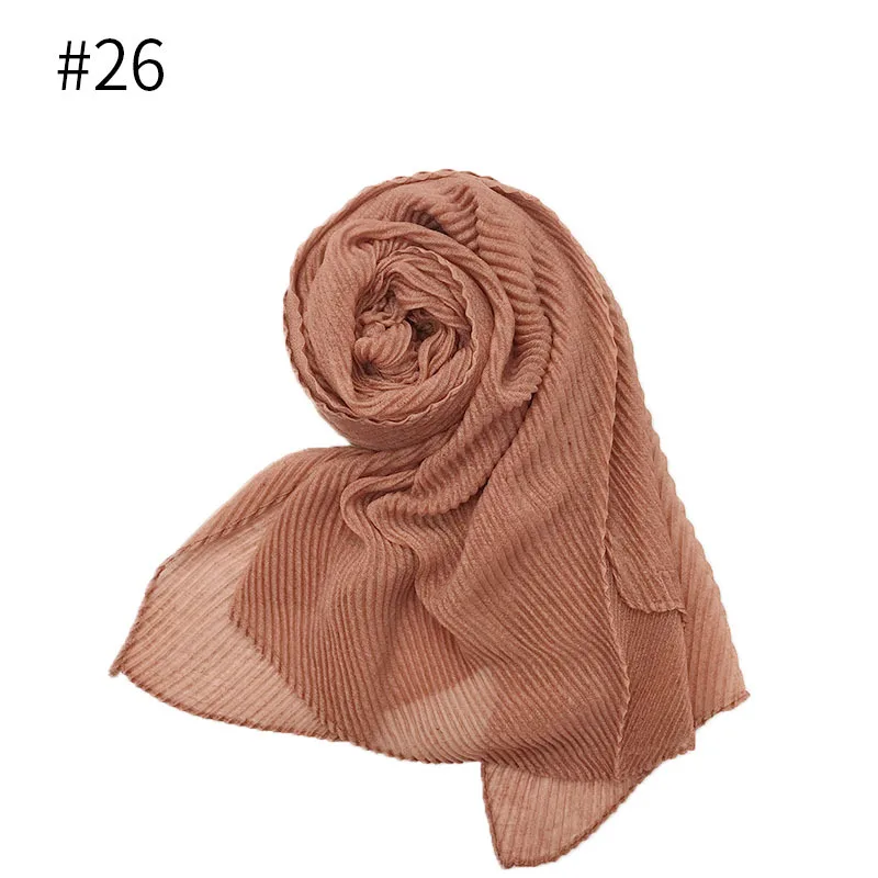 Модный плиссированный Макси хиджаб шарф элегантный длинный шаль обернуть простой мусульманский хиджаб женские плиссированные шарфы шали Мягкий шарф 26 цветов