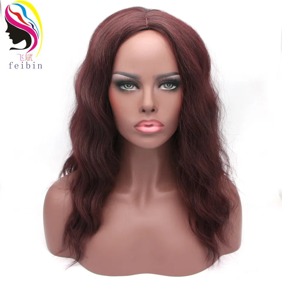 Feibin длину полной головки Искусственные парики для черный Для женщин химическое афро волнистые черный, красный природы волосы 22 дюйм(ов) 55 см - Цвет: # 99J