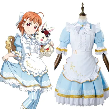 

Love Live! Cosplay Aqours Chika Takami Costume Blue&White Color Wonderland Alice Cosplay Sets Halloween Carnival Costume