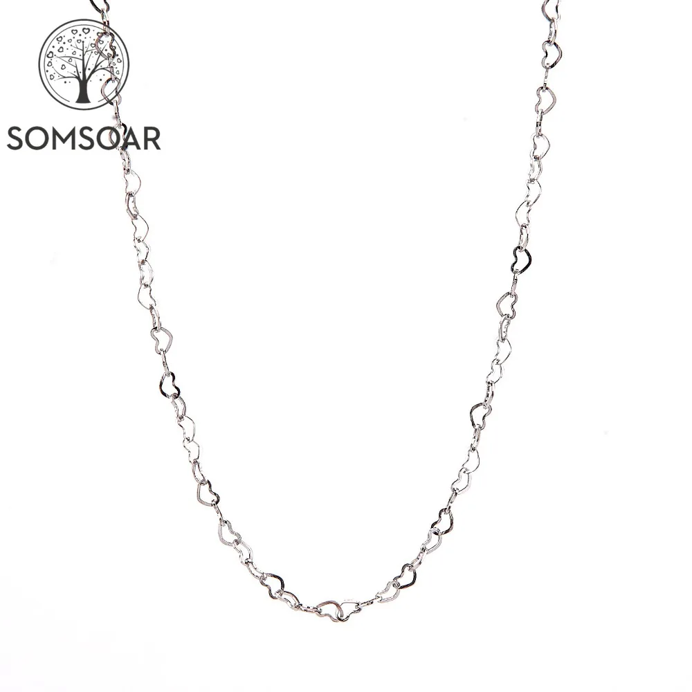 

Somsoar Jewelry Stainless Steel 60cm Multi-Heart Shape Link Chains Necklace for Women fashion jewelry 10pcs/lot