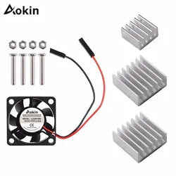 Ventilateurs de refroidissement Cpu sans brosse pour Raspberry Pi 3 et 4, avec 3 pièces de dissipateurs thermiques en aluminium, modèle 3b 2b 4 B Plus, 5V, 