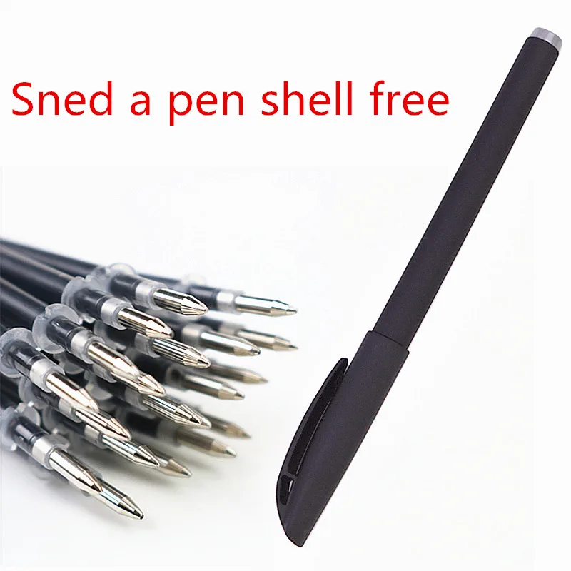 

20pcs a bag gel pen refills gift a pen shell 0.5mm black blue red bullet or needle style refills Writing smooth