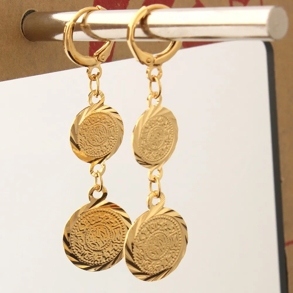 Ethlyn трендовые серьги со свисающими Монетами Золотого Цвета женские модные ювелирные изделия с монетами круглые висячие серьги E2