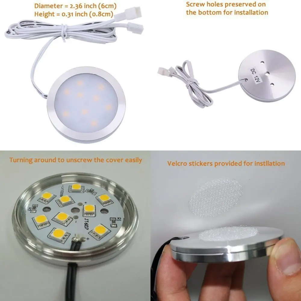 AIBOO 12 V ضوء تحت الكابين LED مصابيح بك اللاسلكية النازل الأضواء الصمام المطبخ الإضاءة