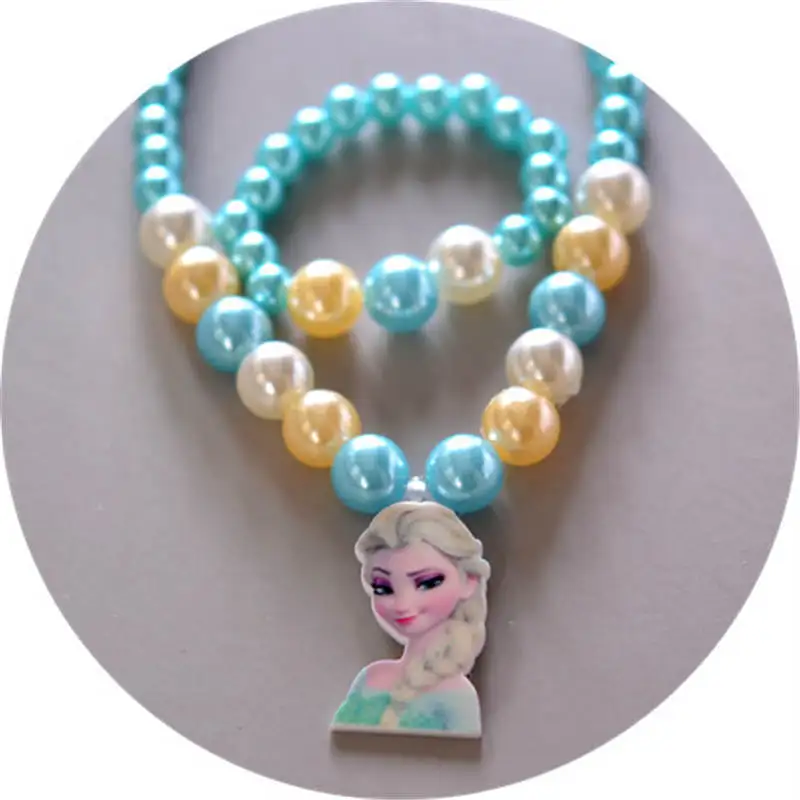 2 pcs/lot Disney Children's Doll Accessories Girls Necklace + Bracelet Set Baby Gift Frozen princess 2 pcs/lot Disney Children's Doll Accessories Girls Necklace + Bracelet Set Baby Gift Frozen princess