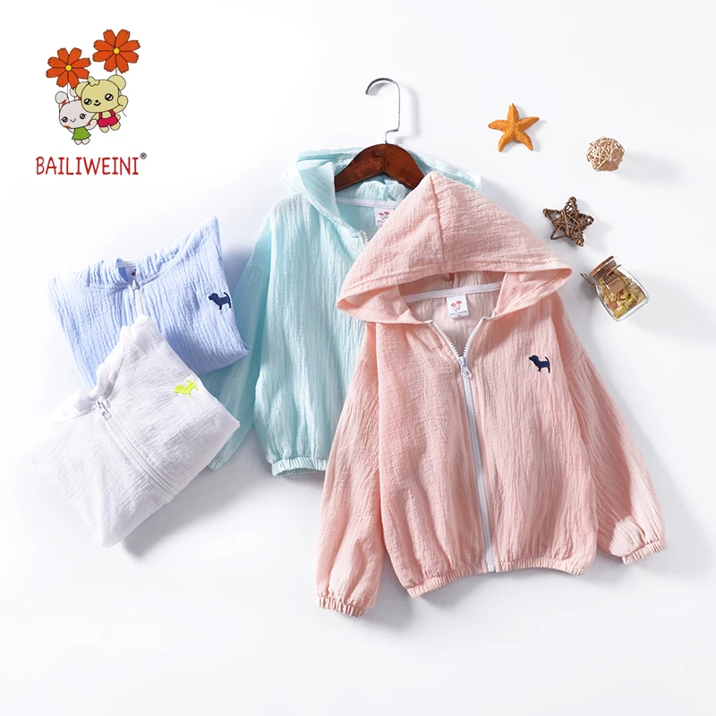 

2019 New Cotton Wrinkle Embroidery Sun protection clothing Children's Windbreaker Boys UV protection