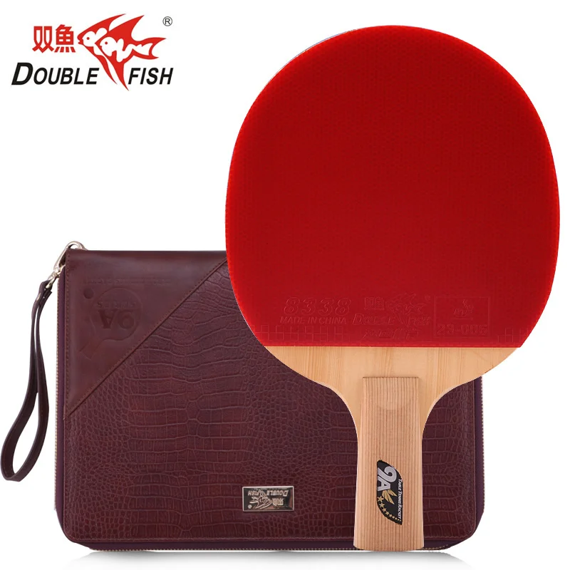 

Genuine Double Fish 9A Carbon Fiber Table Tennis Bat Ping Pong Racket loop with quick attack pimples in with leather bag
