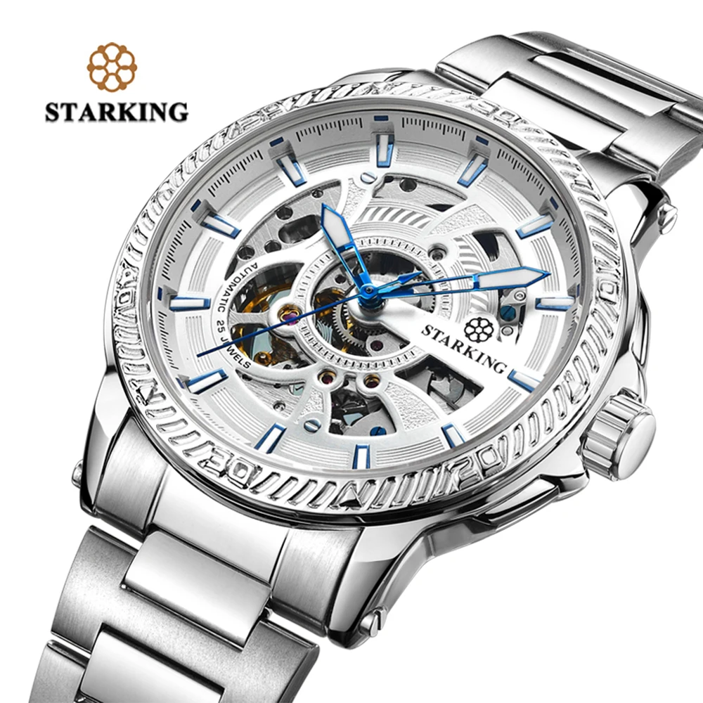

STARKING Men Watches Fashion Automatic Mechanical Wrist Watches Male Stainless Steel Business Outdoors Waterproof Clocks