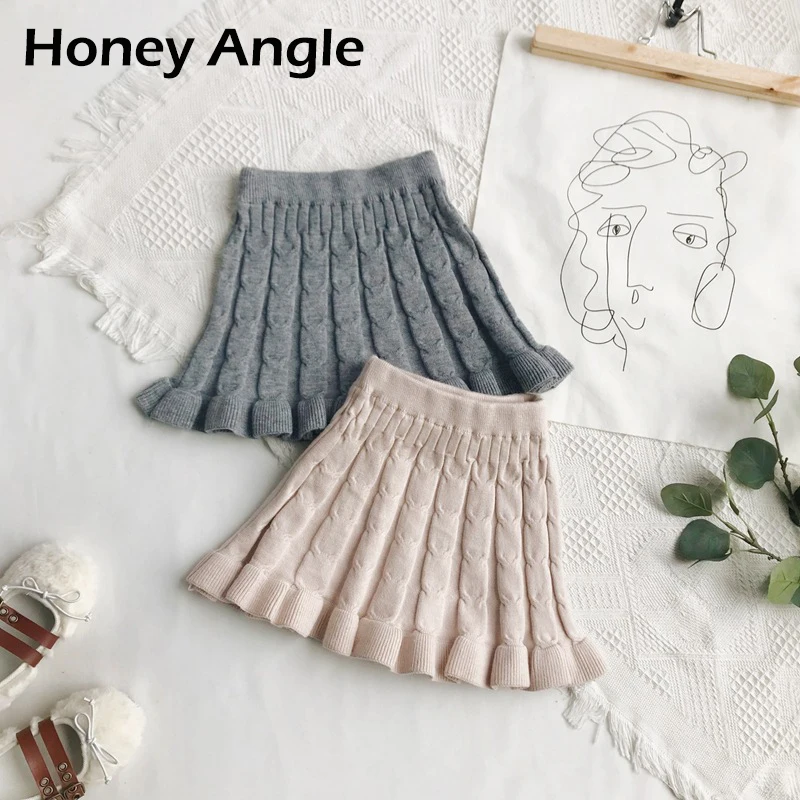 

Honey Angle New Fashion Girl Knitting Skirt Autumn Winter Baby Girl Clothes Solid Elegant Children Skirt Spring Infant Skirt