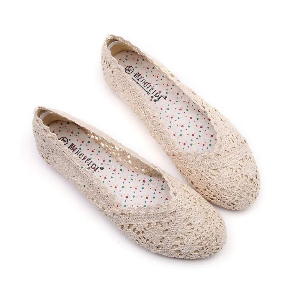 

Women Shoes Flat Hollowing Out Comfortable Lace Flat Shoes Single Bean Shoes Low Soft Beef Tendon Bottom Women Shoes