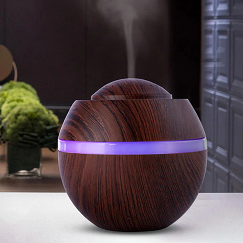 

Air Humidifier 500ML 2019 New Ultrasonic Aroma Essential Oil Diffuser with Wood Grain 7 Color Changing LED Night Light Mist Make