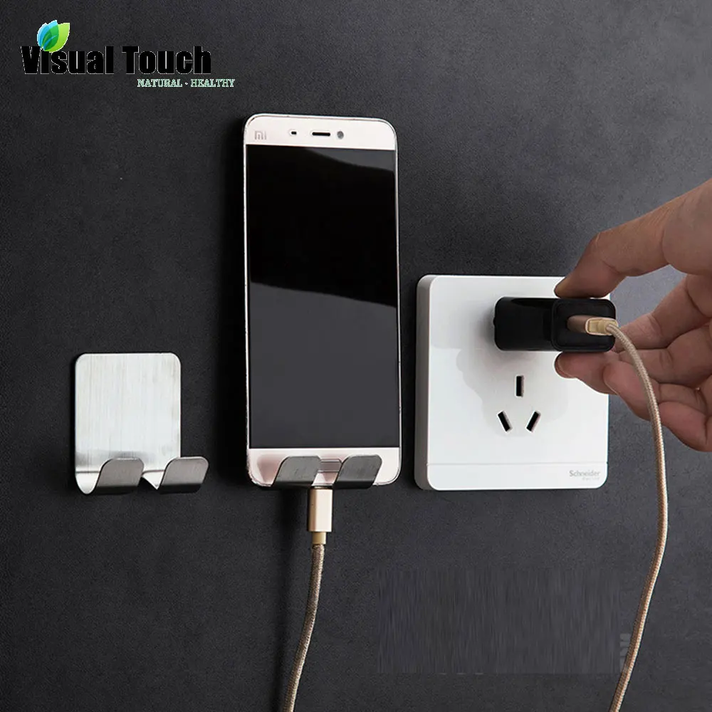

Visual Touch Cellphone Mobile Phone Shelf Wall Holder Sticker Stand Adhesive Power Storage Rack Plug Keys Charger Organizer