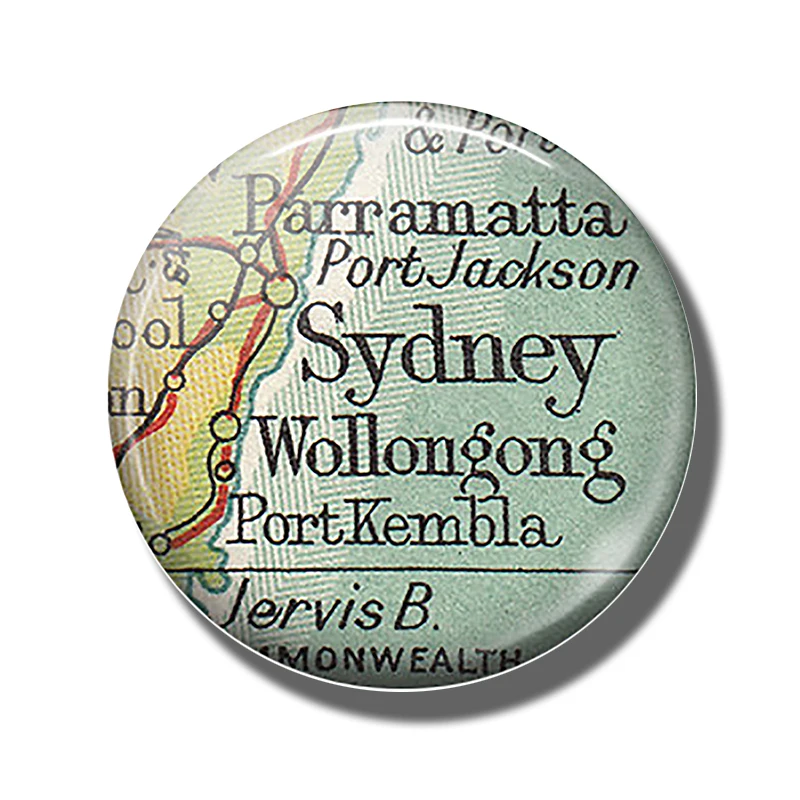 

Sydney Australia Map 30MM Fridge Magnet Wollongong Map Glass Cabochon Magnetic Refrigerator Stickers Note Holder Home Decoration