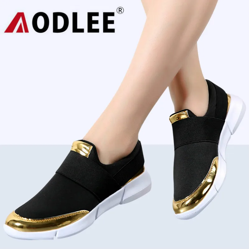 

AODLEE Fashion Sneakers Women Nurse Shoes New Women Platform Flat Shoes Golden Woman Shoes Summer Gravida Air Mesh Flats Loafers