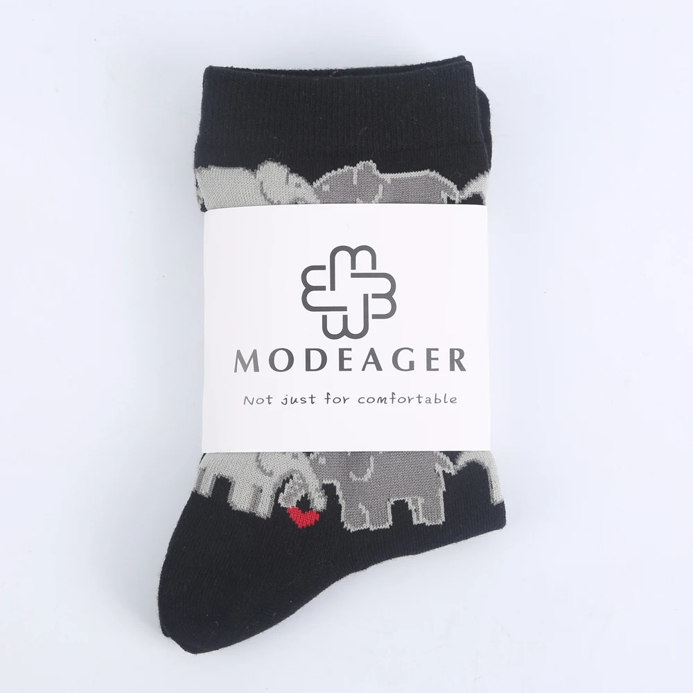 Модные женские носки Modeager в стиле хип хоп черного цвета с изображением скелета