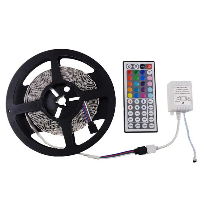 

5 Meters Waterproof Flexible Color Changing RGB SMD5050 300 LEDs Light Strip Kit with 44 Key IR Remote Control DC 12V