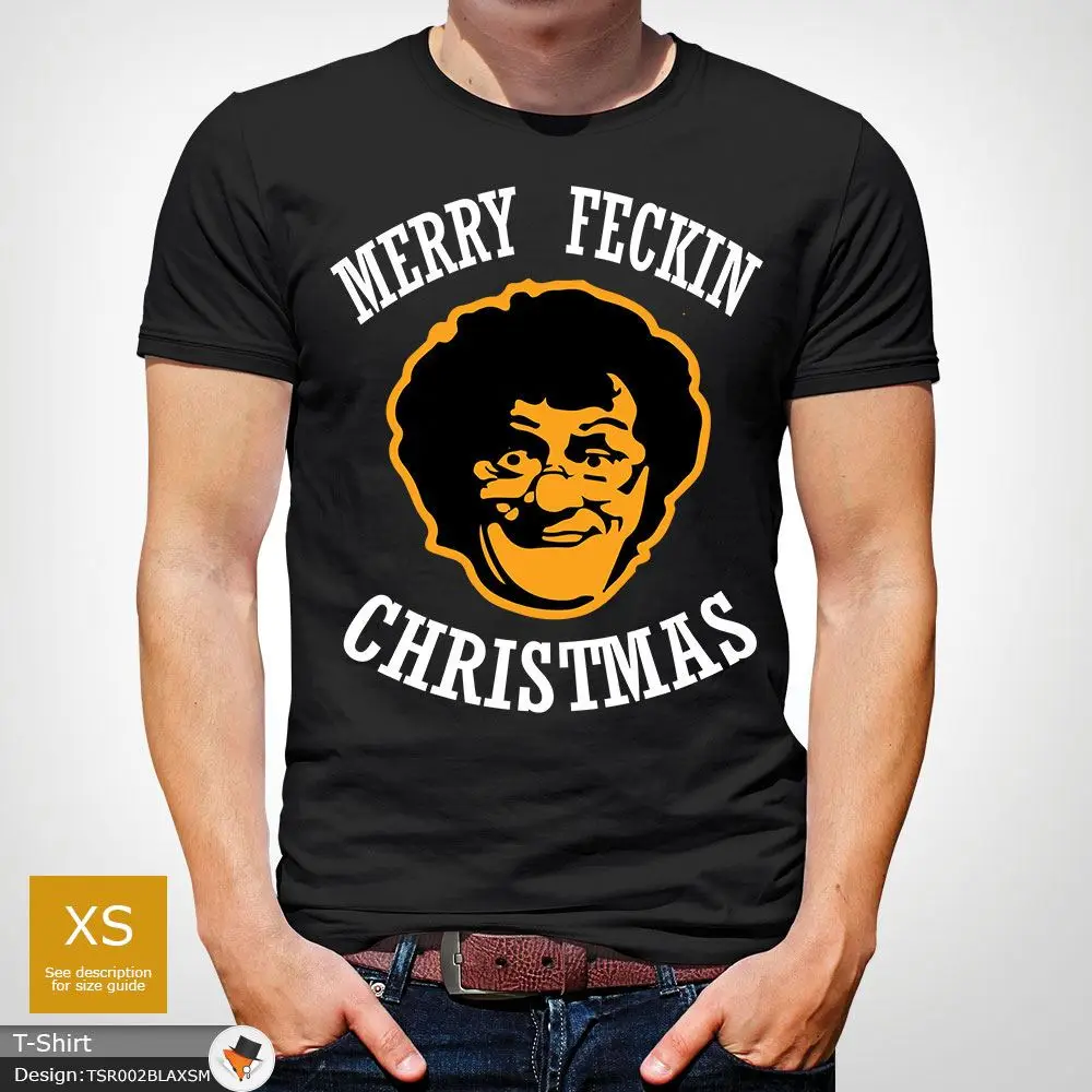 Рождественская футболка MRS B BROWN'S MERRY FECKIN' идея подарок кофта Топ зеленый!