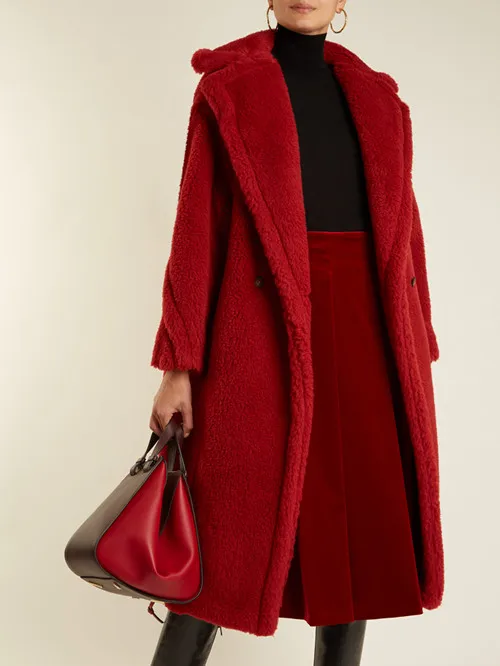 Зима, подиумная женская теплая длинная верхняя одежда, Женское пальто из искусственной овечьей шерсти с длинным рукавом и воротником под заказ, свободное плотное Женское шерстяное пальто - Цвет: red