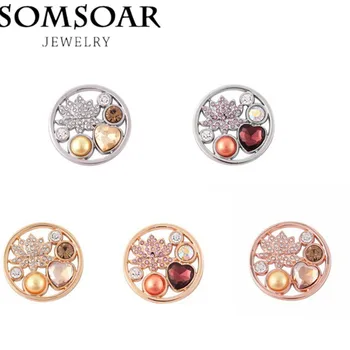 

Somsoar Jewelry 33MM Deluxe Coin with Lotus Flower Fit 35MM My Coin Holder Pendant Necklace 10pcs/lot