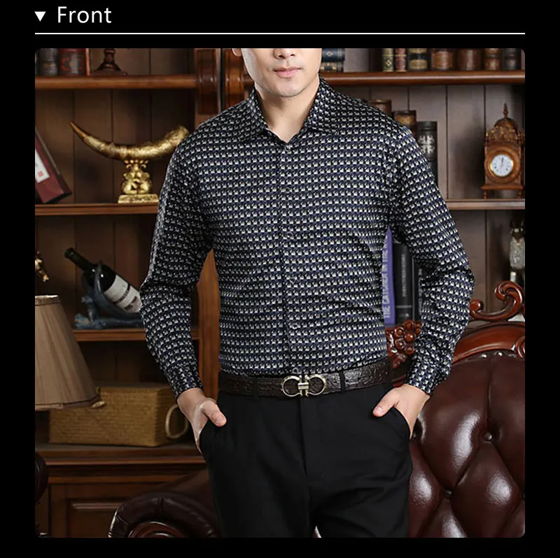 Летние для мужчин плед геометрический с длинным рукавом Бизнес стрейч натуральный шелк рубашки для мальчиков сорочка homm camiseta masculina LT2233