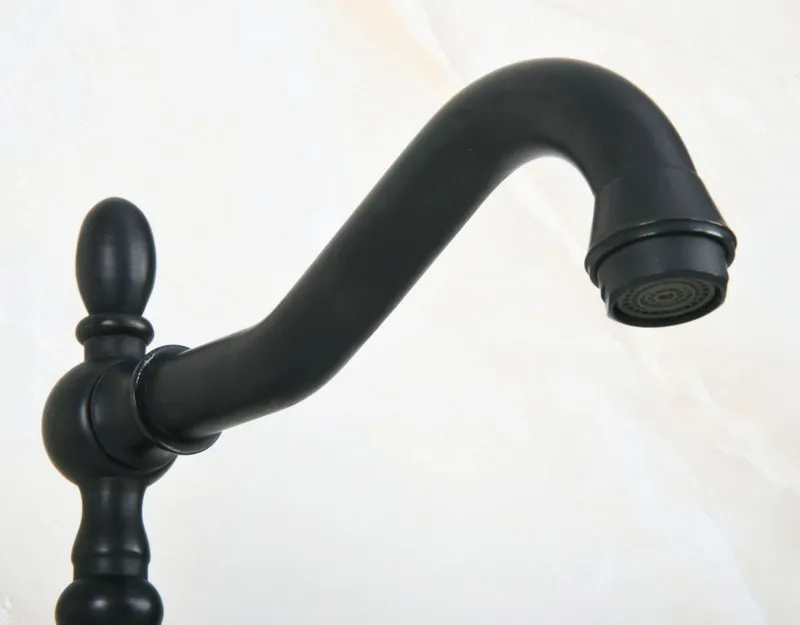 Oil Rubbed Bronze Dual Cross Handles Ceramic Base Bathroom Kitchen Basin Sink Faucet Mixer Tap Swivel Spout Deck Mounted mnf646