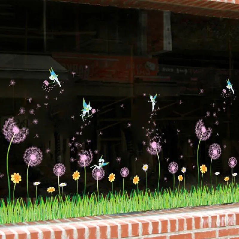 New Delecate Design Pink Dandelion Window Stickers for Wall Adhesive