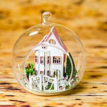 DIY деревянный миниатюрный кукольный домик 3D комплект и стеклянный пылезащитный чехол хижина и Голосовое управление светильник игрушки для детей девочки подарок Кукольный дом