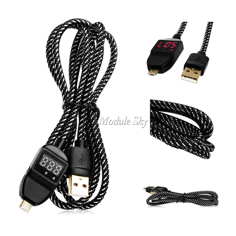 

1.2M Smart Voltage Current Digital LED Display Micro USB Sync Data Fast Charging Cable Cord