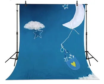 

Cartoon Clouds Moon Sky Blue Cloth backdrop Vinyl cloth High quality Computer printed newborns Photography Backgrounds