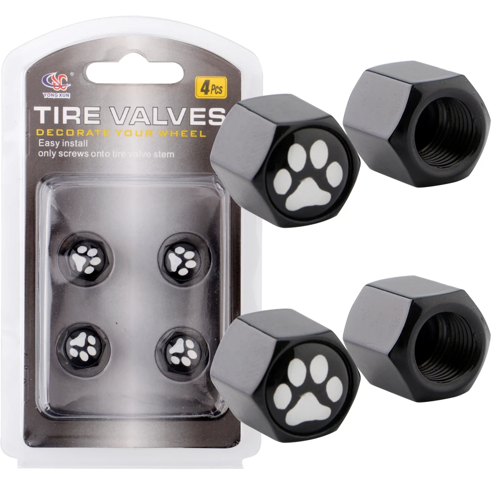 

4PCS Automobile Valve Caps Car Wheel Decorate Tire Valve Titanium Black Alloy