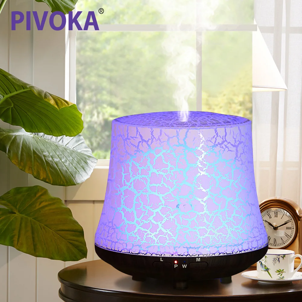 

PIVOKA Electric Wood Humificador Grain Air Purifier Humidifier Essential Oil Fragrance Aroma Diffuser LED Night Light For Home