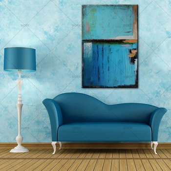 

Free Ship Canvas Painting Light Blue Landscape Abstract Oil painting on Canvas Wall Art Bedroom Living Room Sofa Home Decoration