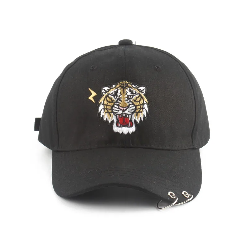 

Summer Animal Baseball Cap With Iron Ring Tiger Embroidery Hip Hop Snapback k pop Hats For Men Women Fitted Cap