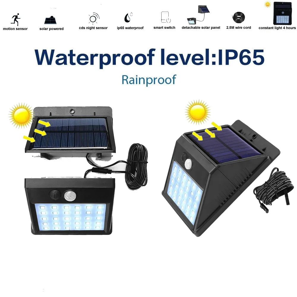 Solar Lights Outdoor Motion Sensor Security Deck Yard 55 LED 3 Modes Patio Lamp