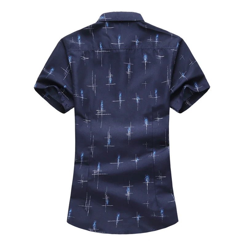 Летняя Новинка Мужская Повседневная рубашка с модным принтом тонкая рубашка с коротким рукавом Гавайская рубашка брендовая одежда размера плюс 5XL 6XL 7XL