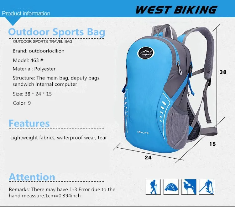 Perfect LOCAL LION Moutain Backpack Bike Packsack Road Cycling Bag Travel Running Sport Cycling Backpack+2L Water Bag 22