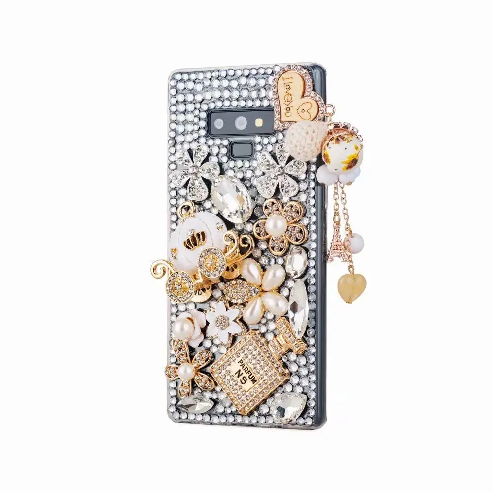 

For iPhone XS max Diamond Case Bling Gem Stone Jewelled TPU Phone Case For iPhone XR XS 8 Plus Love Blooming Flower Cover Case