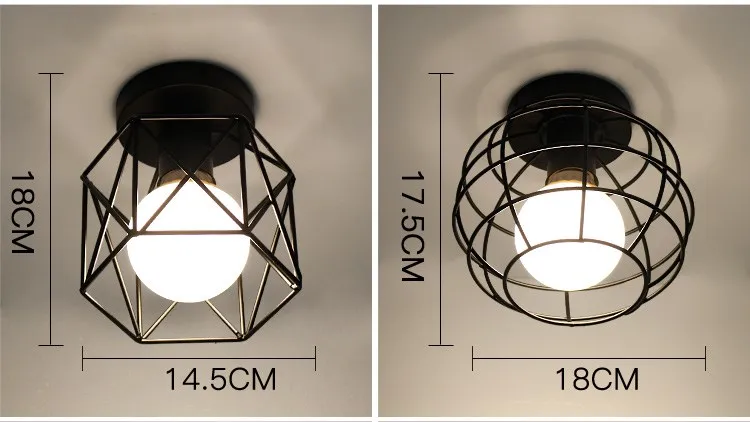 Современный простой белый черный винтажный потолочный светильник Ретро железная клетка потолочный светодиодный светильник E27 кухня балкон вход Luminaria Lamparas