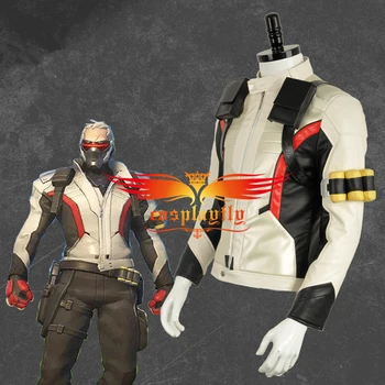 

Anime White Version Jacket Only For Adult OW Over and Watch Soldier:76 PU Leather Cosplay Costume Halloween Carnival Christmas