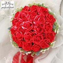 Свадебный букет perfectlifeoh, лидер продаж, искусственные цветы для невесты, держащие руки, розы, свадебные