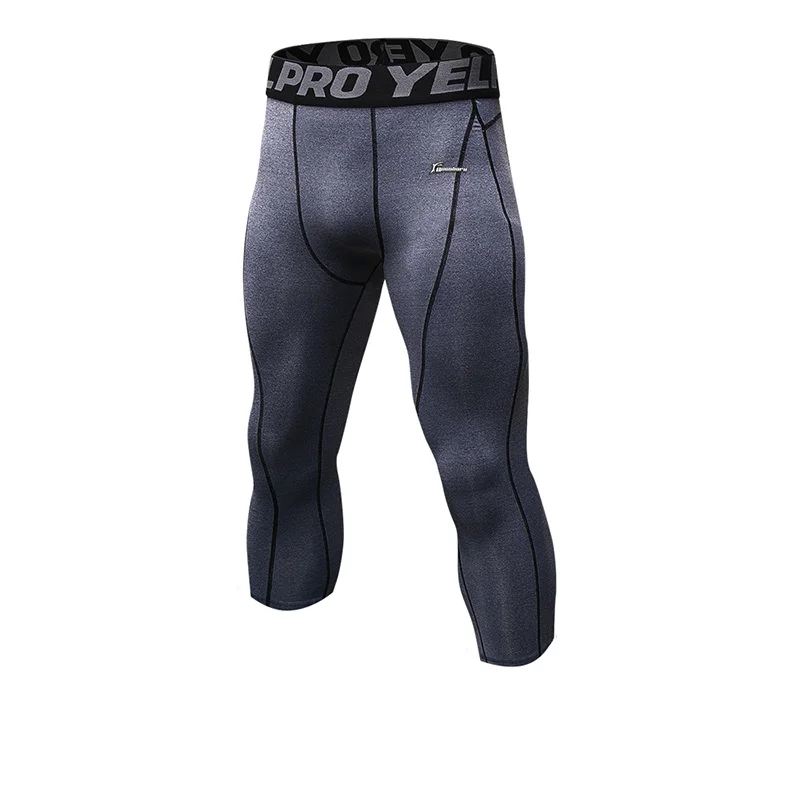Queshark профессиональные мужские Компрессионные спортивные укороченные колготки брюки быстросохнущие термобелье для бега йоги фитнес Леггинсы Брюки - Цвет: Grey
