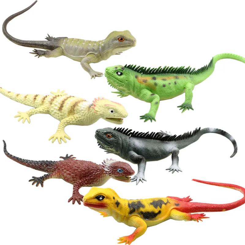

34cm soft glue lizard simulation model children's toy vocal animal model trick toy with BB whistle
