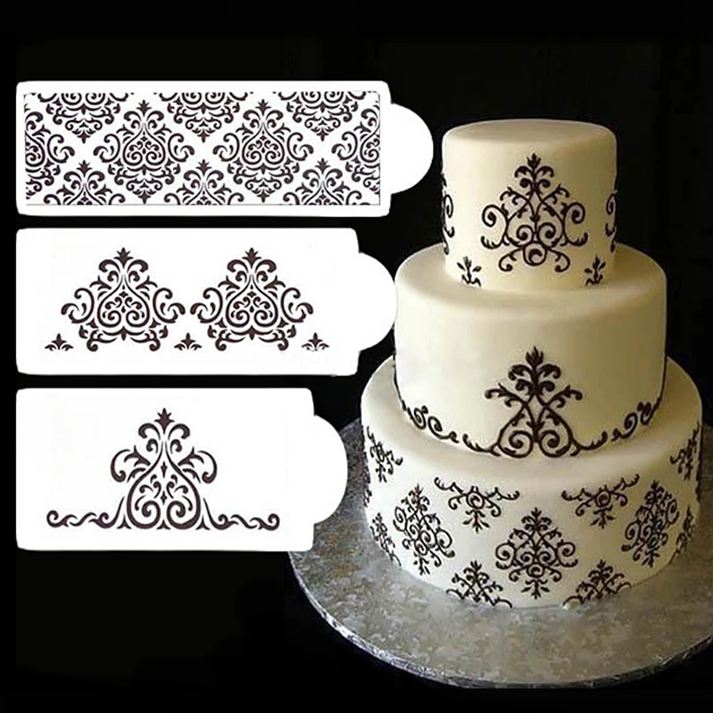 

3Pcs/Set Stencil Fondant Cake Decorating Tools Mold pastry Baking Tools Decoration for Cake
